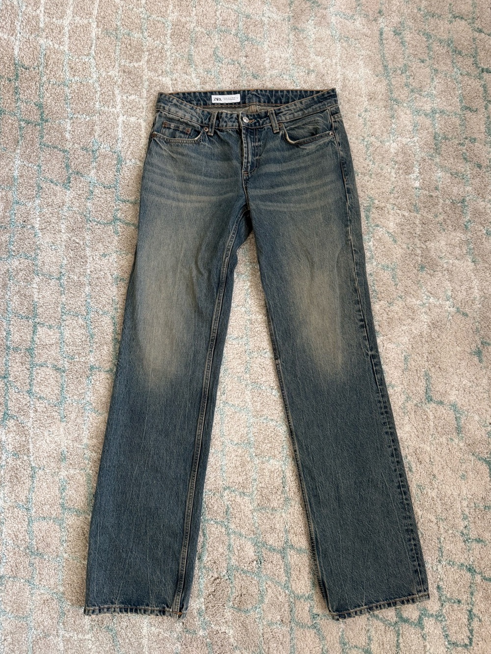 Zara Womens Faded Blue Straight Jeans